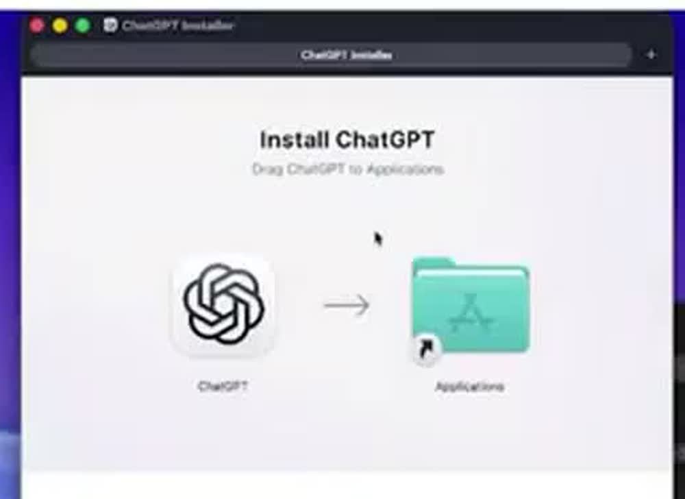 Macの方:ChatGPTのアイコンを、Applicationsへドラッグ&ドロップします